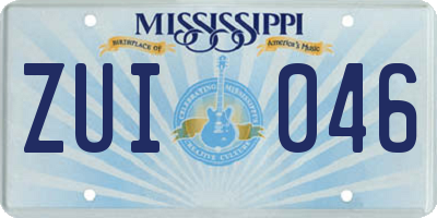 MS license plate ZUI046