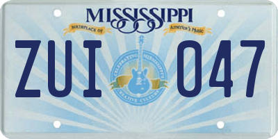 MS license plate ZUI047