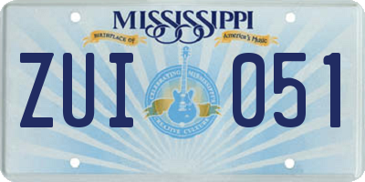MS license plate ZUI051