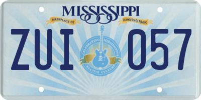 MS license plate ZUI057