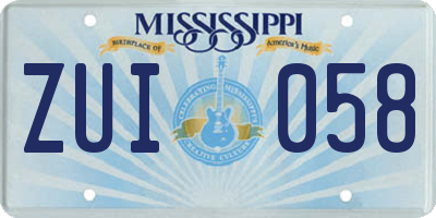 MS license plate ZUI058