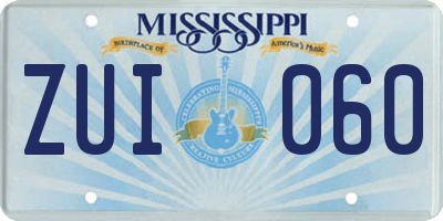 MS license plate ZUI060