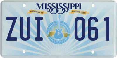 MS license plate ZUI061
