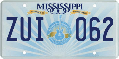 MS license plate ZUI062