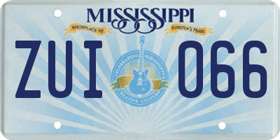 MS license plate ZUI066