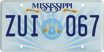 MS license plate ZUI067