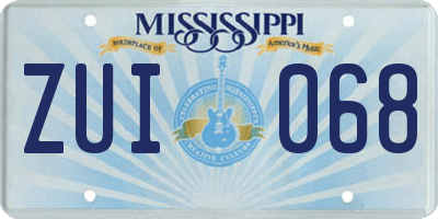 MS license plate ZUI068