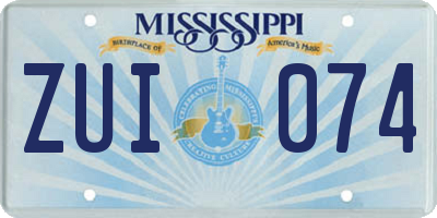 MS license plate ZUI074