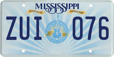 MS license plate ZUI076