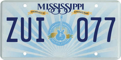 MS license plate ZUI077