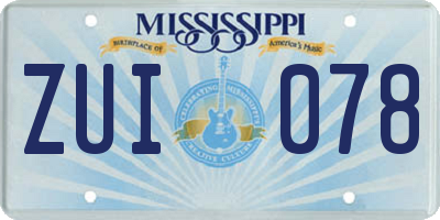 MS license plate ZUI078