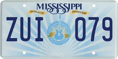 MS license plate ZUI079