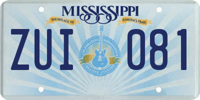 MS license plate ZUI081