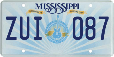 MS license plate ZUI087