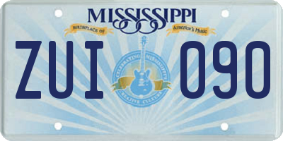 MS license plate ZUI090