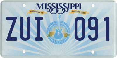 MS license plate ZUI091