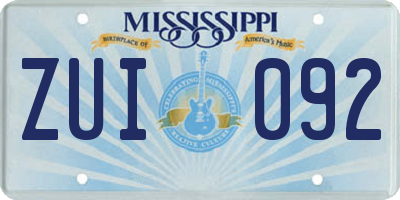 MS license plate ZUI092