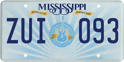 MS license plate ZUI093