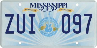 MS license plate ZUI097