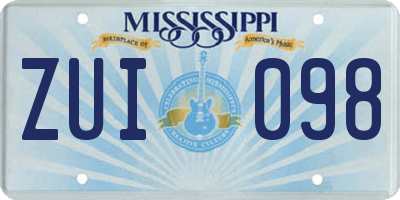 MS license plate ZUI098