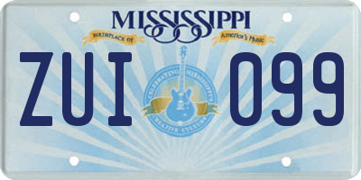 MS license plate ZUI099