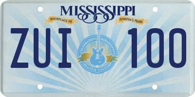 MS license plate ZUI100