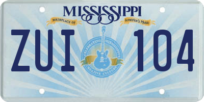 MS license plate ZUI104