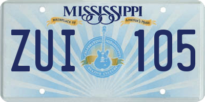 MS license plate ZUI105