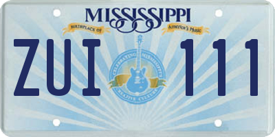 MS license plate ZUI111