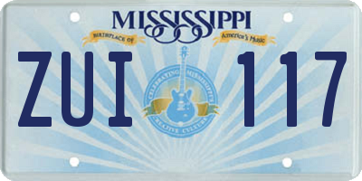 MS license plate ZUI117