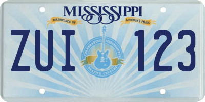 MS license plate ZUI123