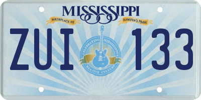 MS license plate ZUI133