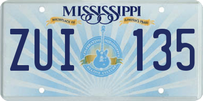 MS license plate ZUI135