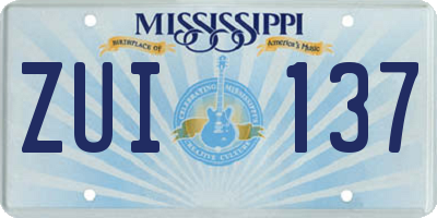 MS license plate ZUI137