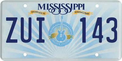 MS license plate ZUI143