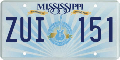 MS license plate ZUI151