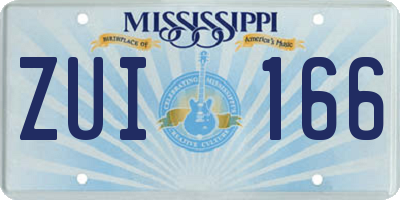 MS license plate ZUI166