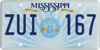 MS license plate ZUI167