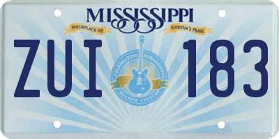 MS license plate ZUI183