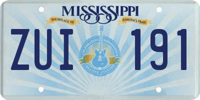 MS license plate ZUI191