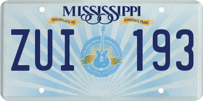 MS license plate ZUI193