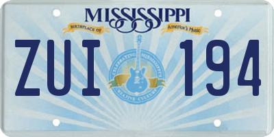 MS license plate ZUI194