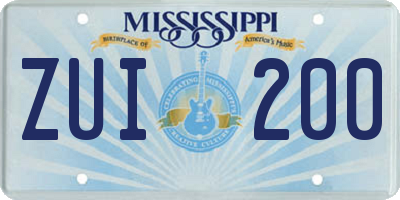 MS license plate ZUI200