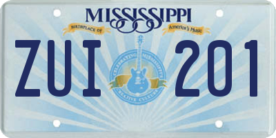 MS license plate ZUI201