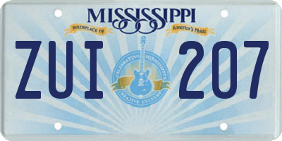 MS license plate ZUI207