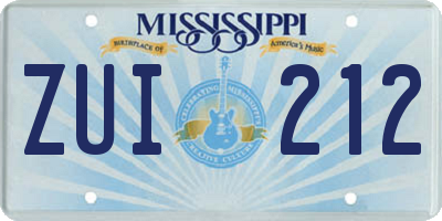 MS license plate ZUI212