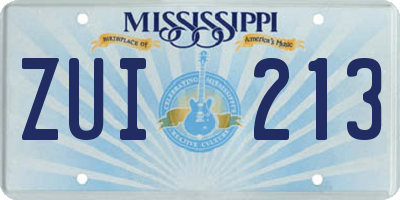 MS license plate ZUI213