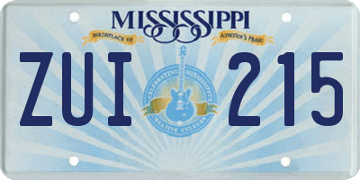 MS license plate ZUI215