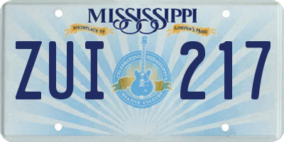 MS license plate ZUI217