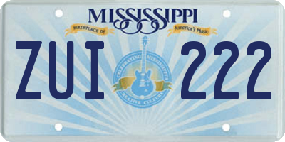 MS license plate ZUI222